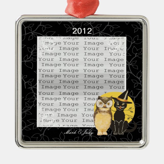 Kat & Uggla Halloween Bröllop Ornament (Framsidan)