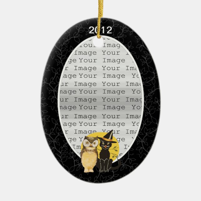 Kat & Uggla Halloween Bröllop Ornament (Framsidan)