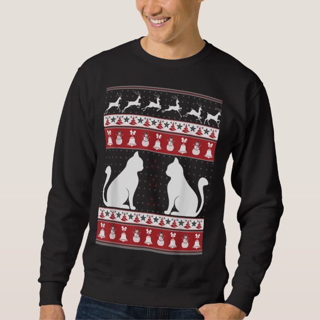 Kat Ugly jul Sweater Julafton Lång Ärmad Tröja (Framsida)