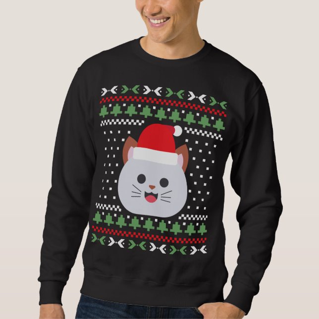 Kat Ugly jul Sweater Lång Ärmad Tröja (Framsida)