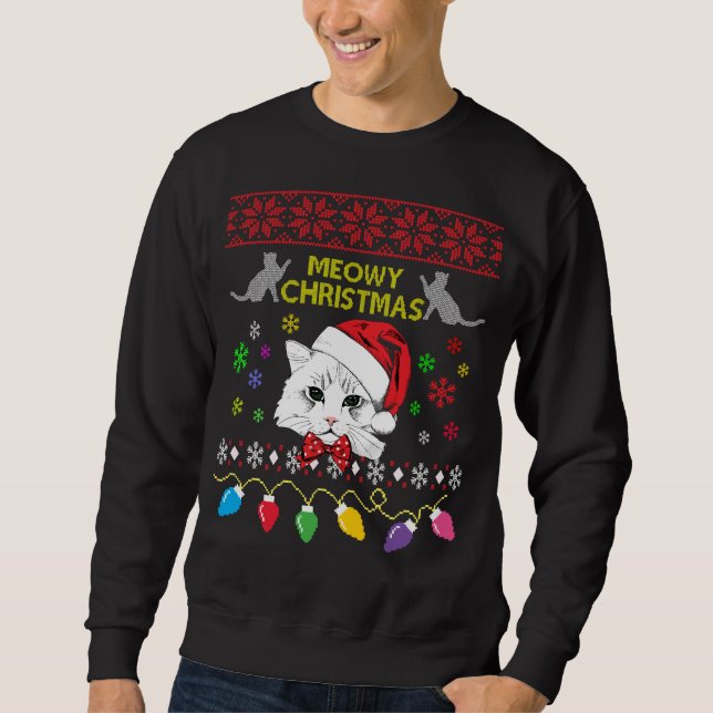 Kat Ugly jul Sweater Lång Ärmad Tröja (Framsida)