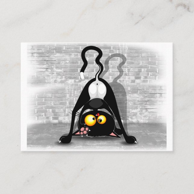 Kat upp och ned Funny Tecknade figurer Visitkort (Framsida)