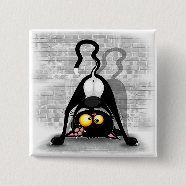 Kat upp och ned, udda Tecknade figurer Knapp (Framsida)