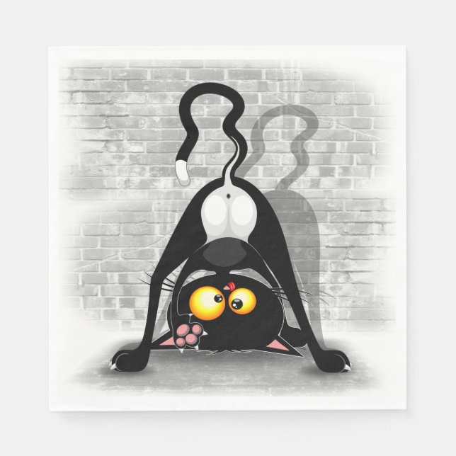 Kat upp och ned, udda Tecknade figurer Pappersservett (Framsidan)