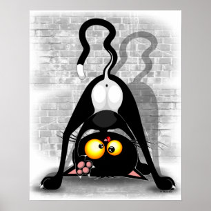 Kat upp och ned, udda Tecknade figurer Poster