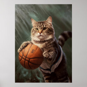 Kat-uppspelande basket poster