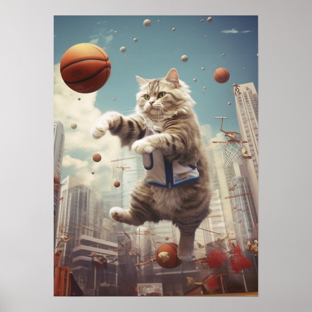Kat-uppspelande basket poster (Framsidan)