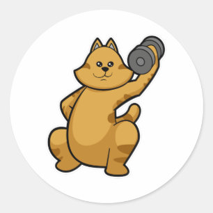 Kat vid axelträning med Dumbbell Runt Klistermärke