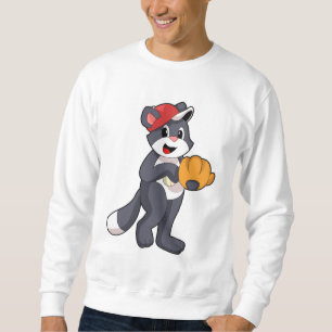 Kat vid Baseball med baskiska handskar.PNG Lång Ärmad Tröja