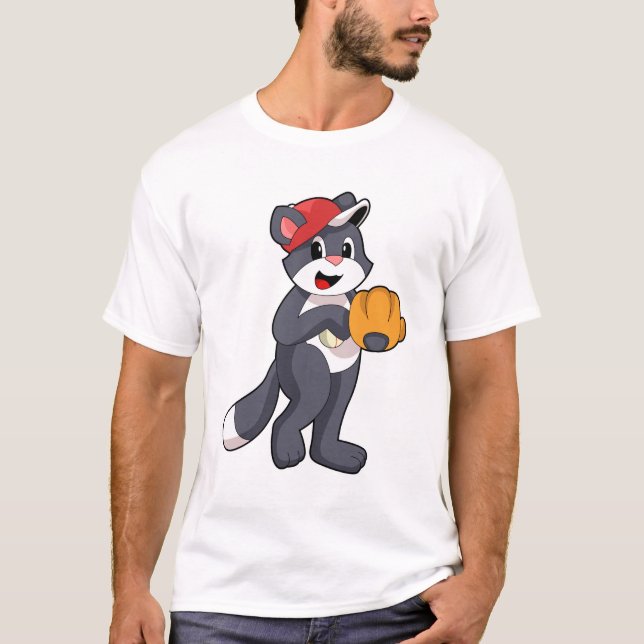 Kat vid Baseball med baskiska handskar.PNG T Shirt (Framsida)