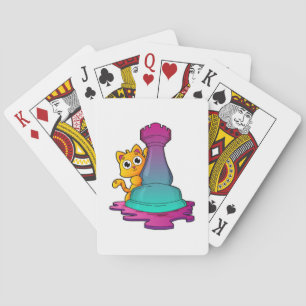 Kat vid Chess med Chess biet Rook Casinokort