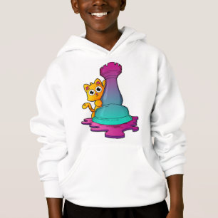 Kat vid Chess med Chess biet Rook T Shirt