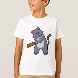 Kat vid Cricket med Cricket fladdermus T Shirt