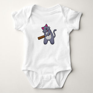 Kat vid Cricket med Cricket fladdermus T Shirt