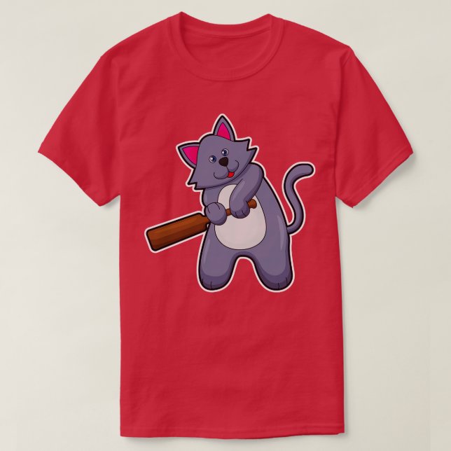 Kat vid Cricket med Cricket fladdermus T Shirt (Design framsida)