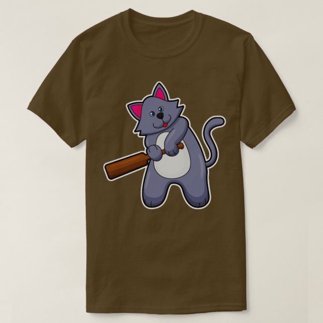 Kat vid Cricket med Cricket fladdermus T Shirt (Design framsida)