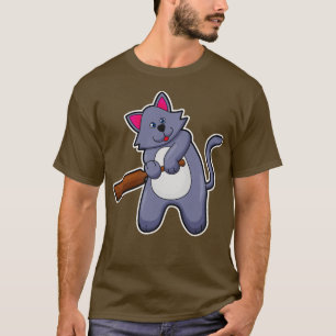 Kat vid Cricket med Cricket fladdermus T Shirt