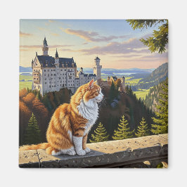 Kat vid Neuschwanstein Castle Tyskland Travel Magnet