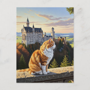 Kat vid Neuschwanstein Castle Tyskland Travel Vykort