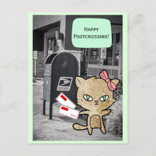 Kat vid postkorsning av postlåda vykort
