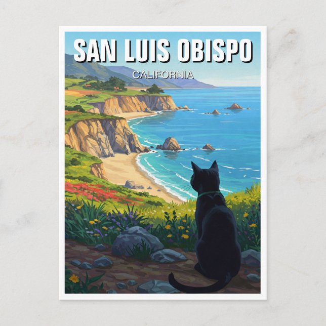 Kat vid San Luis Obispo California Central Kusten Vykort (Framsida)