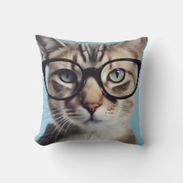 Kat Wearing Glass Kudde