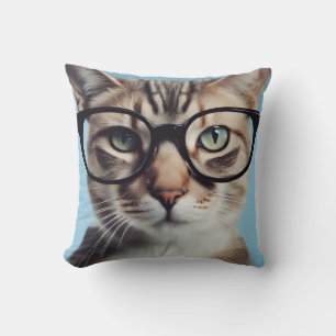 Kat Wearing Glass Kudde