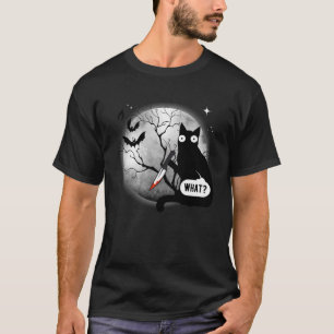 Kat What Assassin Murderous Cat & Knivar Halloween T Shirt