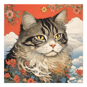 Kat Woodblock Fototryck