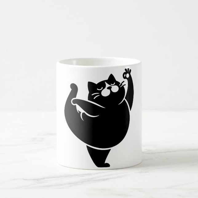 *Kat Yoga #13 Digital Art Kaffemugg (Center)