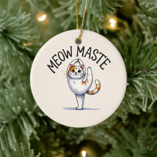Kat Yoga Pose - Meow Maste Julgransprydnad Keramik