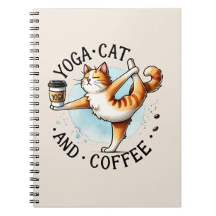 Kat Yoga Pose - Yoga Cat och kaffe Anteckningsbok
