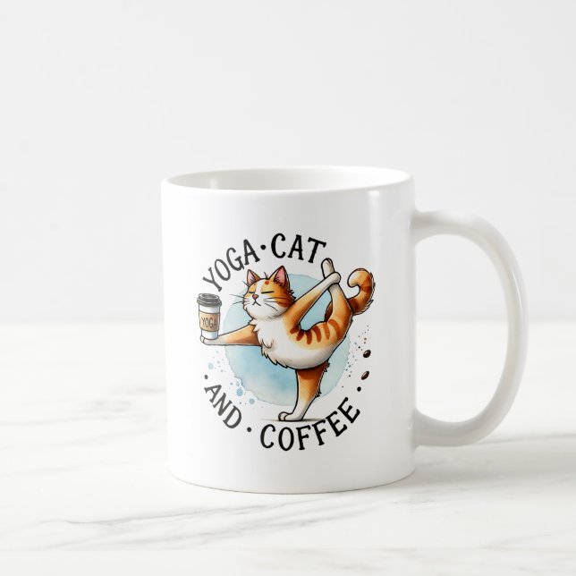 Kat Yoga Pose - Yoga Cat och kaffe Kaffemugg (Höger)