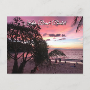Kata Beach Solnedgång, Phuket, Thailand Vykort