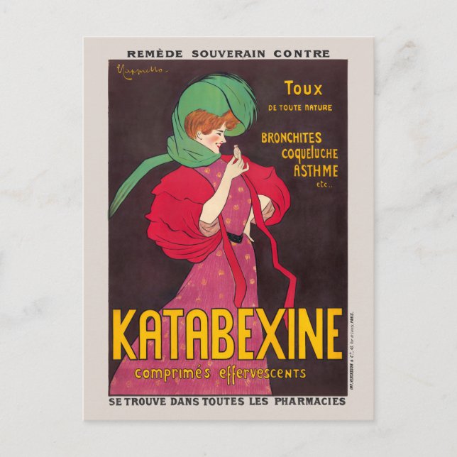 Katabexin Remedy Frankrike Vintage affisch 1903 Vykort (Framsida)