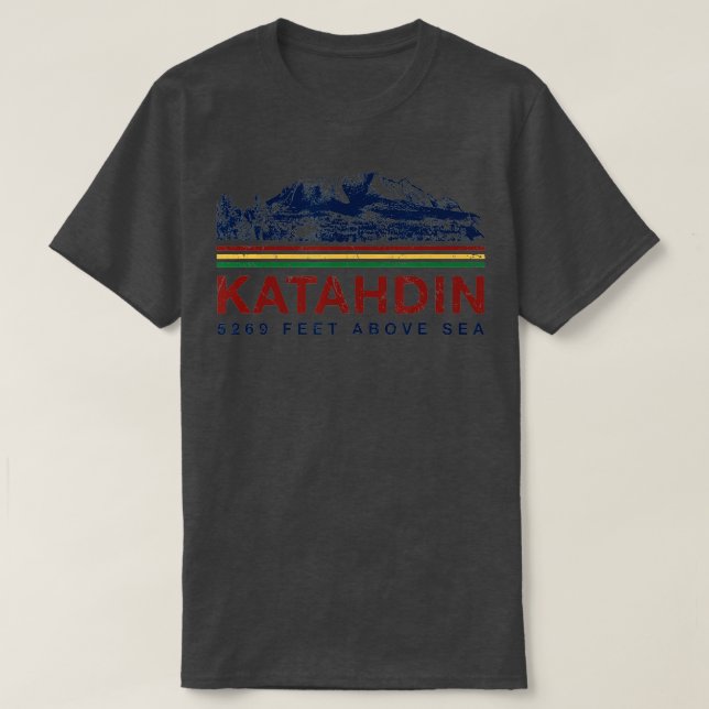 Katahdin Maine Mountain klättringsförstoring Vinta T Shirt (Design framsida)
