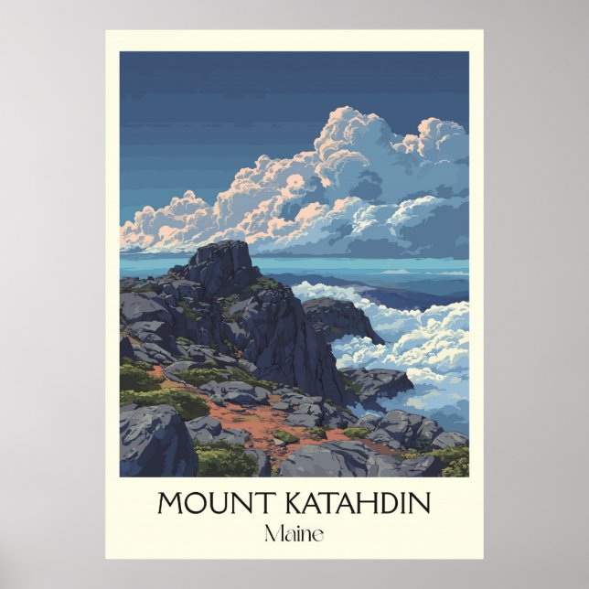 Katahdin Maine Vintage Baxter Park Art Poster (Framsidan)