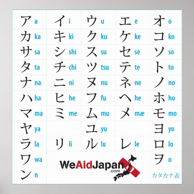 Katakana-diagram カ タ カ ナ 表 poster (Framsidan)