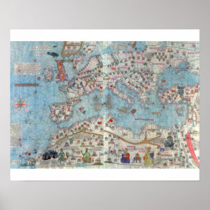 Katalanska Atlas: Nord-Afrikan och Europa. Poster