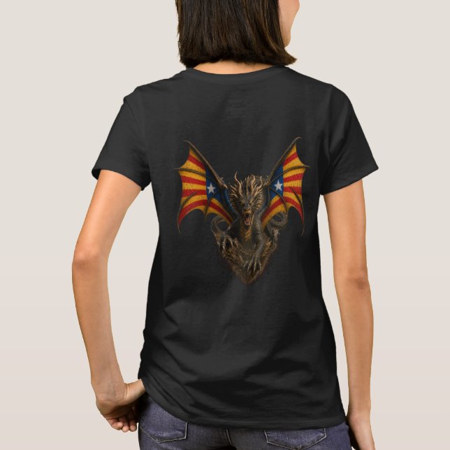 Katalanska Drakvingar med Flagga T Shirt (Baksida)