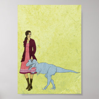 Katalogen Woman och Dinosaur 5x7 Poster