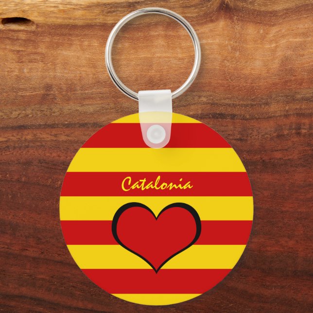 Katalonien Flagga & Catalan Heart, resa /La Senyer Nyckelring (Framsida)