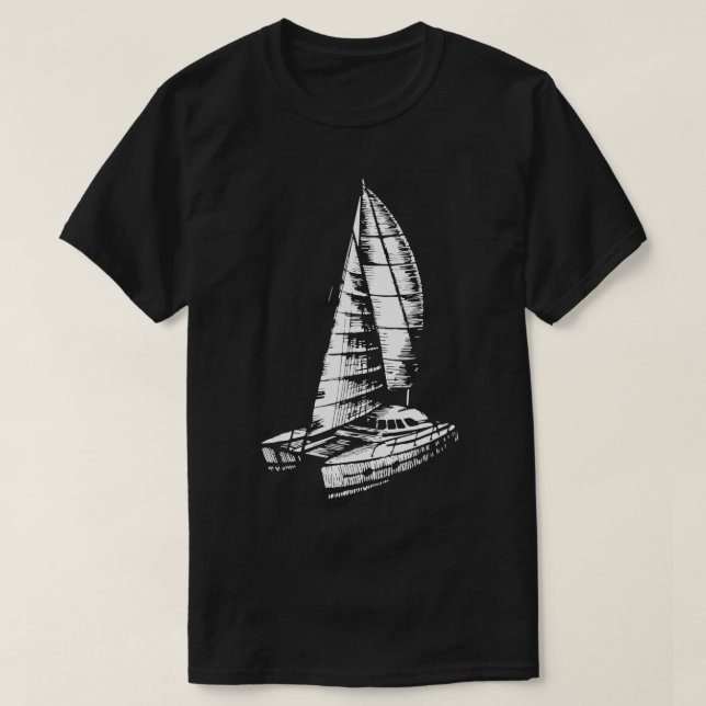 Katamaran Boat Old Sailing Boat Sea Roligt Sail T Shirt (Design framsida)