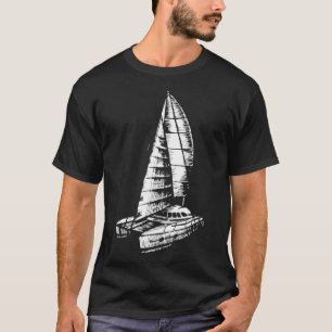Katamaran Boat Old Sailing Boat Sea Roligt Sail T Shirt