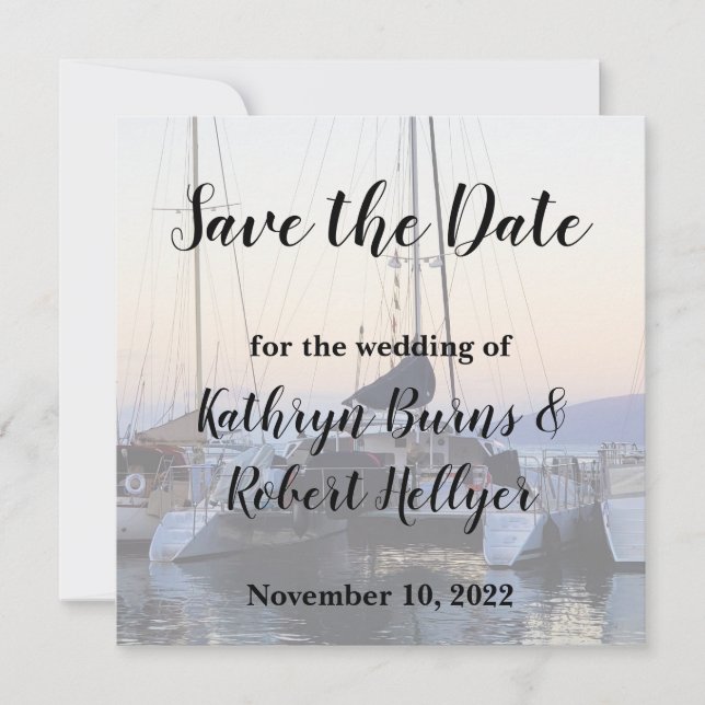 Katamaran i Lahaina Harbor Bröllop Save the Date Meddelande (Framsida)