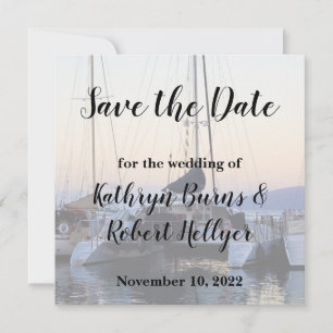Katamaran i Lahaina Harbor Bröllop Save the Date Meddelande