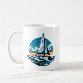 Katamaransk segelbåt kaffemugg