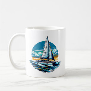 Katamaransk segelbåt kaffemugg