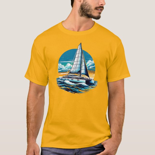 Katamaransk segelbåt t shirt (Framsida)