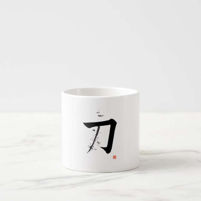 Katana 刀 - Svärdet (japansk kalligrafi) Espressomugg (Framsidan)